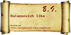 Balassovich Ilka névjegykártya